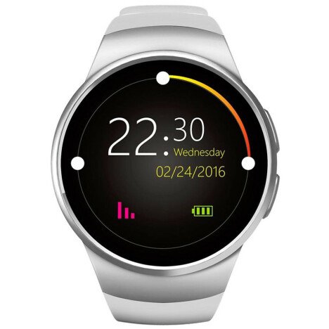 Ceas Smartwatch cu Telefon iUni KW18, Touchscreen 1.3 Inch, Notificari, iOS, Android, White + Card M